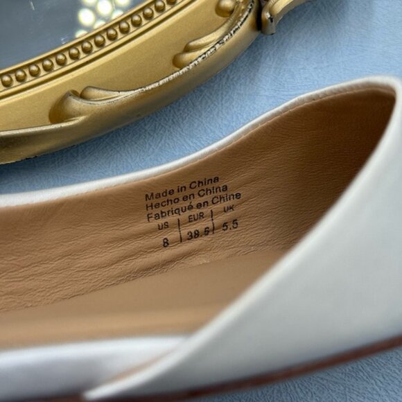 🆕 TED BAKER 🧿 NWOB Jane Bow Slingback Half d'Orsay Pointed Flat, White - Sz 8 - Picture 15 of 16